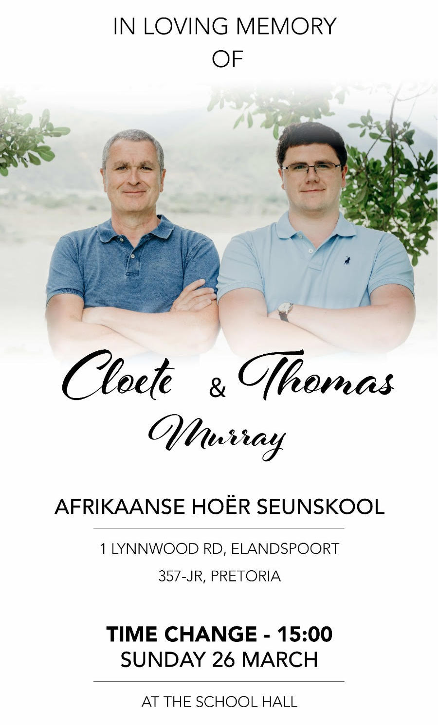 Cloete & Thomas Murray Memorial Service